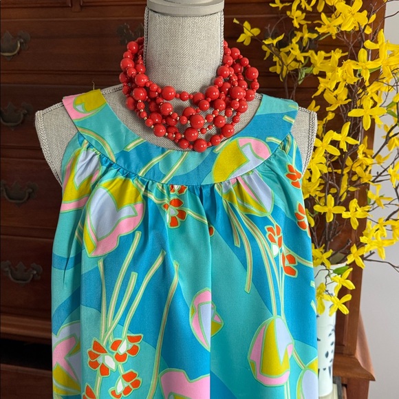 Vintage Anne Fogarty House Dress Mumu Lounge Caftan Bold Floral Mod MCM - Picture 12 of 12